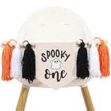 Halloween 1St Birthday Decorations - Spooky One High Chair Banner,Cake Smash Halloween Spooky Banner,Ghost First Birthday High Chair Tassel Banner,Spooky Baby Birthday Photo Props