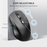 Wireless Mouse With Side Buttons For Laptop, Pc, Chromebook, Mac, Macbook, Silent Mouse With Usb Nano Receiver, 1000/1600/2400 Dpi, Anti Slip Roller, 6-Button Ergonomic Design No Light Design- Black