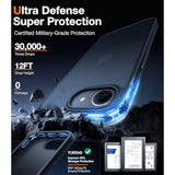 Guardian Shockproof For Iphone 16E Case 2025, Grade Test Protection 16E Phone Case Slim Thin Durable Diy Buttons Anti Scratch Translucent Matte Hard Back Case For 16E Case 6.1", Black