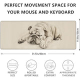 Sleeping Bulldog Gaming Mouse Pad, Cut Puppy Large Desk Mat For Computer, Extended Keyboard Laptop Mouse Pads 31.5×11.8In, Non Slip Rubber Adorable Dog Mousepad For Office Decor Gifts