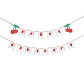 Glitter Cherry Happy Birthday Banner 1950'S Party Decoration Pre-Strung 1St Birthday Party Decoration Rockabilly Themed Birthday Party Banner