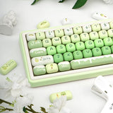 Thick Pbt Keycaps Set, Cute Green Keycap Mog Profile, 5 Side Dye-Sublimation Round Keycaps 140 Keys, Custom Kawaii Keyboard Key Caps Set For For Cherry Gateron Mx Swithes Mechanical Keyboards
