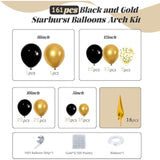 161Pcs Black And Gold Balloons Garland Arch Kit With Explosion Star Balloons, 5/10/12/18In Black Gold Confetti Latex Balloons For Anniversary Birthday Party 2025 Graduation Decorations