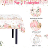 3 Pcs Pink Pumpkin Baby Shower Tablecloths 108X54 Inch Fall Baby Shower Decorations For Girl A Sweet Little Pumpkin Is On The Way Party Supplies