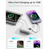 Portable Charger,10000Mah Power Bank With 2 Built-In Cables(Type-C&Lightning),4 Outputs,35W Fast Charging - Usb C External Battery Pack For Iphone 16 15 14, Android, Ipad,Mackbook Etc