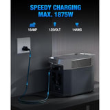 Heavy-Duty Power Station Charging Cable, Fast Charging Cable For Jackery Explorer 2000/1500/1000 Pro,Ecoflow Delta/River Series,Bluetti Eb3A;Anker 757/767,125Volt 15Amps Universal Ac Power Cord(6Ft)