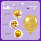 60pcs Purple & Gold Balloons, 12" Metallic Confetti Set for Party Decor
