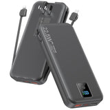 Portable Charger, 12000mAh 22.5W Fast Charging Power Bank with Built-in Cables & Wall Plug, Travel Essentials Battery Pack with LED Display, USB C