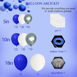 Birthday Party Royal Blue Silver And White Balloon Arch Kit Latex Balloon Garland Kit For Baby Shower Father'S Day Graduation Party And Theme Party