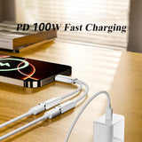 2-in-1 USB C to C Cable, PD 100W Charging & Audio Headphone Adapter with Microphone, Support USB 2.0(480Mbps) Data Transmission, Compatible with