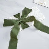 Green Ribbon For Gift Wrapping, Handmade Fringe Ribbons For Crafts Bri