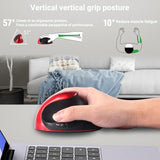 Wireless Mouse? With Usb Receiver, 6 Buttons Ergonomic Vertical Design Mouse? High Presionl Rechargeable Silent Portable Vertical Optica Mice For Laptop, Pc, Computer, Desktop, Notebook(Red)