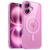 JETech Magnetic Case for iPhone 16 Plus 6.7-Inch Compatible with MagSafe, Shockproof Phone Bumper Cover, Solid Color Matte TPU Frame, Anti-Scratch Clear Back (Pink)