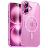 JETech Magnetic Case for iPhone 16 Plus 6.7-Inch Compatible with MagSafe, Shockproof Phone Bumper Cover, Solid Color Matte TPU Frame, Anti-Scratch Clear Back (Pink)