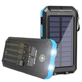 Solar Charger, 20000Mah Portable Type-C Solar Power Bank With 4 Cables, Waterproof Battery Pack, Outdoor External Backup Power Charger Six Outputs/Led Flashlights, Perfect For Camping Travel
