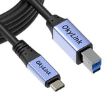 USB 3.2 Gen1 (3.0) Type-C to USB-B Cable 3M/10FT, 5Gbps, Aluminum Alloy Shell, Flame-Retardant Jacket, for MIDI Keyboard, USB 3.0 Printer, Scanner,