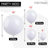 142 Pcs White Balloon Set – 18, 12, 10, 5 Inch for Arch & Garland Decor