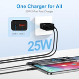Samsung S25 S24 Usb C Super Fast Charging Block For Galaxy S25/S24/S23/S22/S21/S20 /Z Fold 6 5 4 Note 20,25W Dual Port Pd & Usb A Charger Type C Wall Plug Adapter