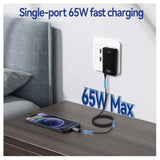 65W Flat Usb C Wall Charger,Folding Travel Dual Port Usb Wall Charger, For Laptops, Tablets, Phones, Black (Black-New)