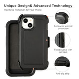 For Black Iphone 15 Case With Belt Clip, Shockproof Heavy Duty Rugged, 3 Layers Of Sturdy,Anti-Drop, Military-Grade Defender Cover For Iphone 15 Case Black