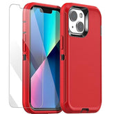 For Iphone 13/Iphone 14 Case(6.1'') With Glass Screen Protector,Heavy Duty Drop Protection Full Body Rugged Shockproof/Dust Proof Military Protective Tough Durable 13/14 6.1''_3, Red Protector