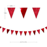 30ft Red Glitter Triangle Banner Metallic Pennant Bunting for Party Decorations