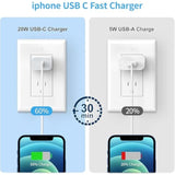 Iphone Usb C Fast Charger Block, 2Pack 20W Usb C Wall Charging Plug, Type C Pd Power Adapter Brick Cube Box For Apple Iphone 16/15 Pro Max/15 Pro/14 Pro Max/14 Pro/13/12 Mini/11/Xs/Xr, Ipad Pro