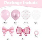 Bow Balloons, Light Baby Pink White Clear Pastel Balloons With Bow Foil Balloon For Girl Princess Women Birthday Party Bachelorette Bridal Engagement Bow Theme Wedding Anniversary Baby Shower Supplies