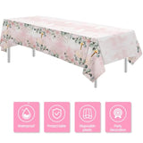 God Bless Baptism Decorations Tablecloth Girls - First Communion Decorations Party Table Cover, Pink Christening Celebration Baby Shower Religious Table Cloth, 3 Pack (54In X 108In)