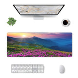 Nature Purple Flowers Meadow Mountain Scenic Washable Gaming Mouse Pad Large Waterproof Mouse Mat With Non-Slip Rubber Base And Stitched Edge For Home Office Work Laptop 31.5X11.8 Inch