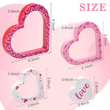 Wooden Valentines Day Decor - 4 Pcs Double-Sided Cute Wood Heart Signs For Valentines Decorations - Valentines Day Decorations For The Home, Table, Tiered Tray, Mantel, Office, Bedroom