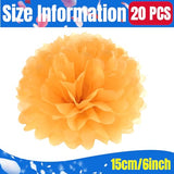 20pcs Orange Tissue Paper Pom Poms Flowers Balls for Party Wedding Decoration