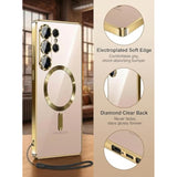 Glossy Luxury Magnetic Case for Samsung Galaxy S26 Ultra with 2X Screen Protector and Camera Protector, Compatible with MagSafe Slim Clear Drop Protection Cover for Galaxy S26 Ultra - Gold