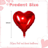 50 Pcs Red Valentine'S Day Balloons Heart Foil Balloon Valentine'S Day Decorations 18 Inch Valentines Balloon Love Balloons Party Decorations For Wedding Engagement Baby Shower Birthday Holiday Decor