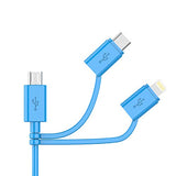 MFI Certified 3-in-1 Cable, Lightning/Type C/Micro USB Cable for iPhone, iPad, Huawei, HTC, LG, Galaxy, Sony Xperia, Android
