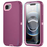 Phone Case For Iphone 16E Case With Hd Screen Protector, Heavy Duty Shockproof & Dustproof & Dropproof 3-Layer Cover Phone Case For Iphone 16E,Wineredpink