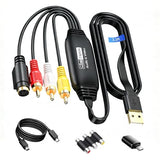 3.3 Feet VHS to Digital Converter, USB2.0 Video Cpture Card, RCA AV to USB Audio Video Converter, 1080 Video Capture Device Convert VHS VCR DVD to