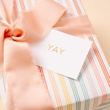 Letterpress Gift Tags, Gold Foil, Yay, To And From, Set Of 25 Paper Tags With Satin Ribbon