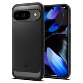 Matte black Pixel 9/9 Pro case with rugged armor and military-grade protection.