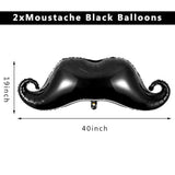 38Pcs Mustache Balloons Black Beard Foil Latex Balloons for Birthday Party Decor