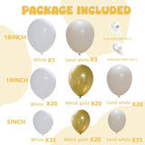 White Sand Gold Balloons Garland Arch Kit,156Pcs White Nude Balloons W