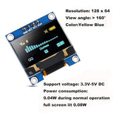 4 Pcs 0.96 Inch Oled Display Module 128X64 Pixel Ssd1306 I2C Iic Screen Compatible With Arduino Raspberry Pi Blue And Yellow