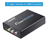 RCA Svideo to HDMI Converter with AV + S-Video Cables, RCA Composite CVBS AV or Svideo + R/L Audio Input to HDTV Output Upscale Converter