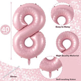 18 Foil Balloon Pastel Pink, 40 Inch Helium Number 1 & 8 Balloon For 18 Year Old Birthday Decorations, Large Self Inflating Mylar 18 Balloon For Girls 18Th Birthday Party Anniversary Decor Supplies