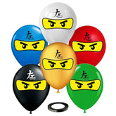 30-Pack 12" Ninja Superhero Balloons in Assorted Colors for Birthday Parties