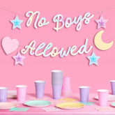 No Boys Allowed Banner - Iridescent Foil | 6.5 Ft. | Birthday Slumber Party Decorations, Galentine'S Sign, Sleepover Background, Girls Supplies