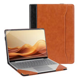 MOSISO Compatible with Microsoft Surface Laptop Go 3/2/1 12.4 inch 2023 2022 2020 Release (Models: 2013 & 1943), PU Leather Laptop Sleeve Carrying Case Portfolio Cover with Elastic Band, Brown