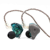 Kz Zsx 5Ba+1Dd 6 Driver Hybrid In-Ear Hifi Earphones With Zinc Alloy Faceplate, Recessed 2 Pin Detachable Cable For Audiophile Musician (With Mic, Cyan)