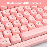 Wire Gaming Keyboard, 7 Colorful Rainbow Backlight Classic Gaming Keyboard (Pink-Set)
