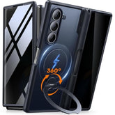 Rotatable Ring Stand For Z Fold 5 Case With Privacy Screen Protector, Compatible With Magsafe, 18Ft Mil-Grade Protection, Magnetic Shockproof Slim Case For Samsung Galaxy Z Fold5, Black